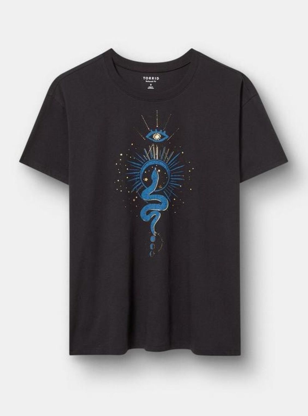 Torrid Celestial Snake Heritage Jersey Tee Black Relaxed Crew Womens 2X NEW